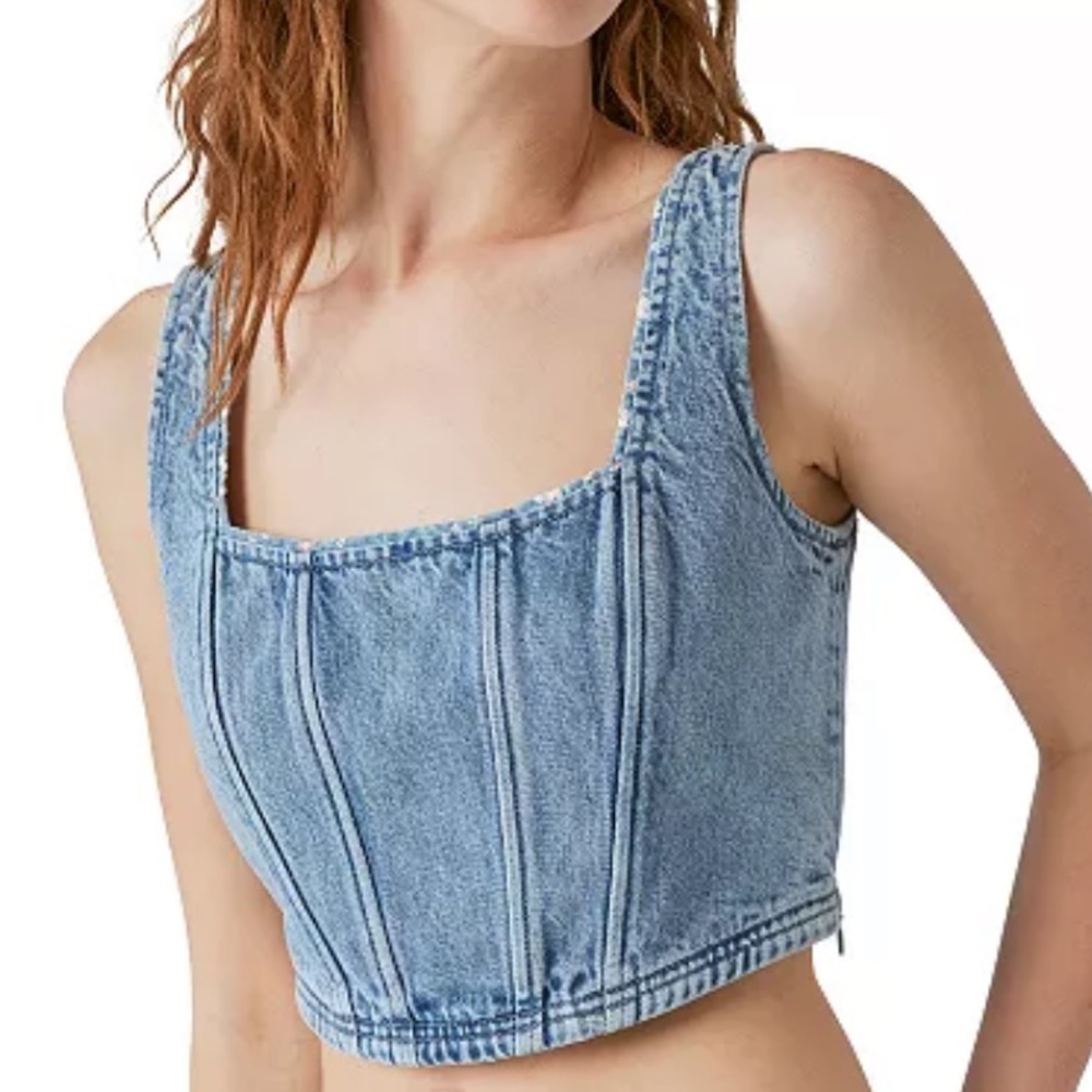 Lucky Brand x Laura Ashley Denim Corset Top NEW, never worn!